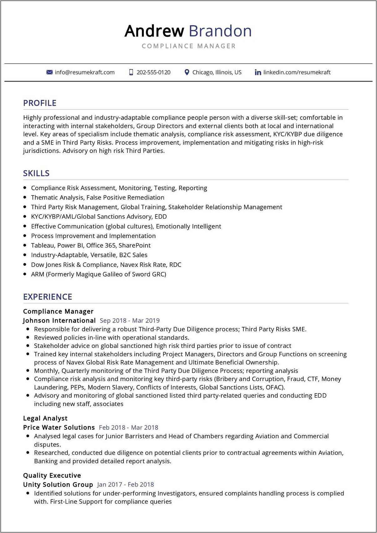 Sample Resume For Aml Kyc Analyst Resume Example Gallery