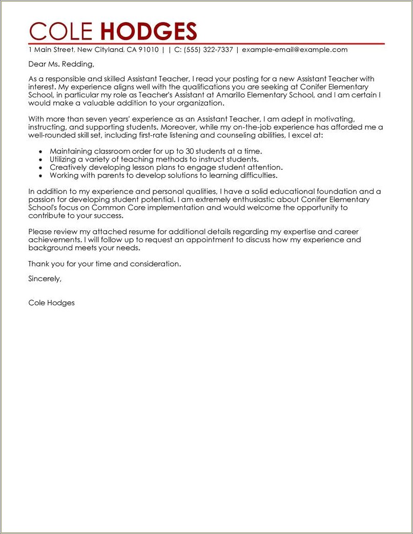 cover letter examples 2019