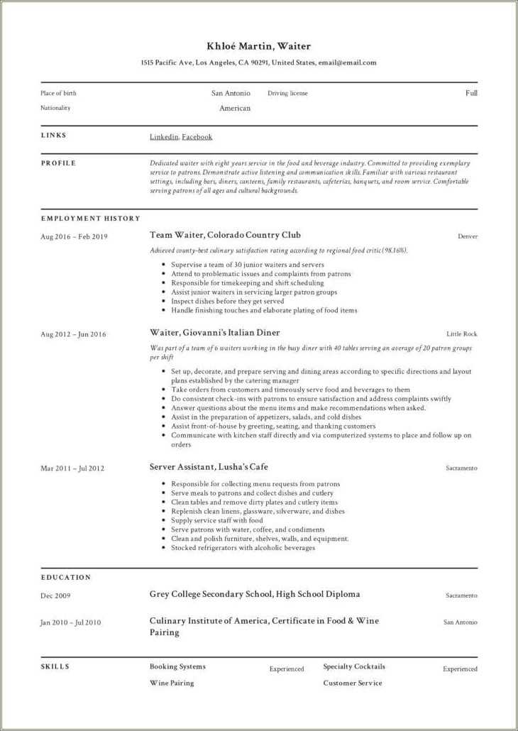 a-good-summary-for-a-waitress-resume-resume-example-gallery