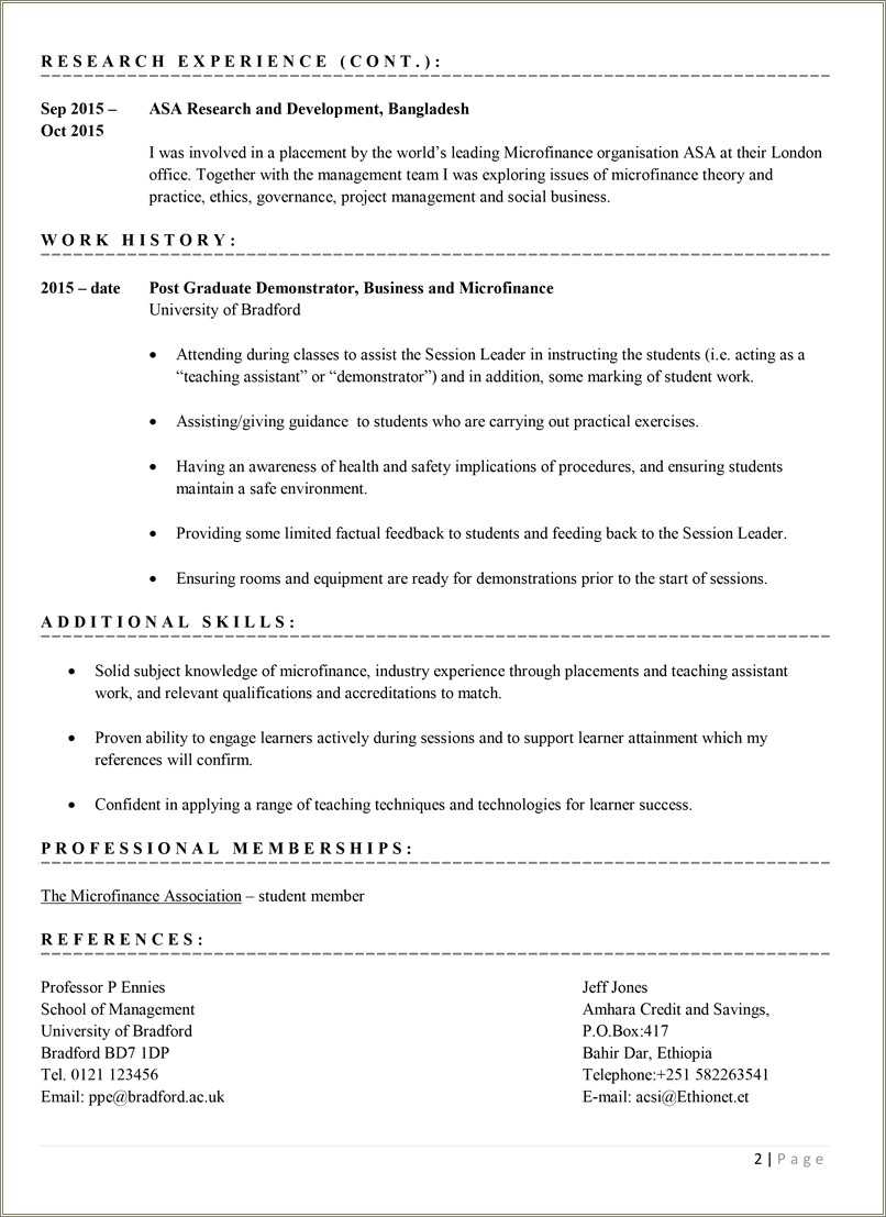 Academic Resume Template For Grad School - Resume Example Gallery