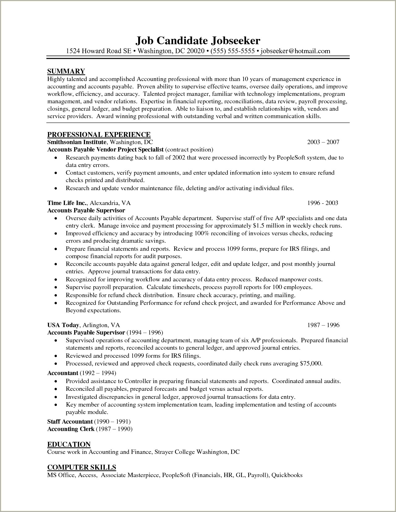 Accounts Payable Manager Resume Examples - Resume Example Gallery