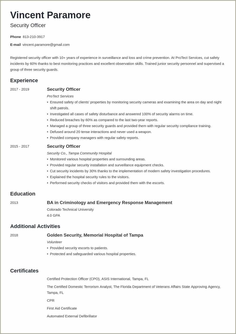 Information Security Officer Resume Examples