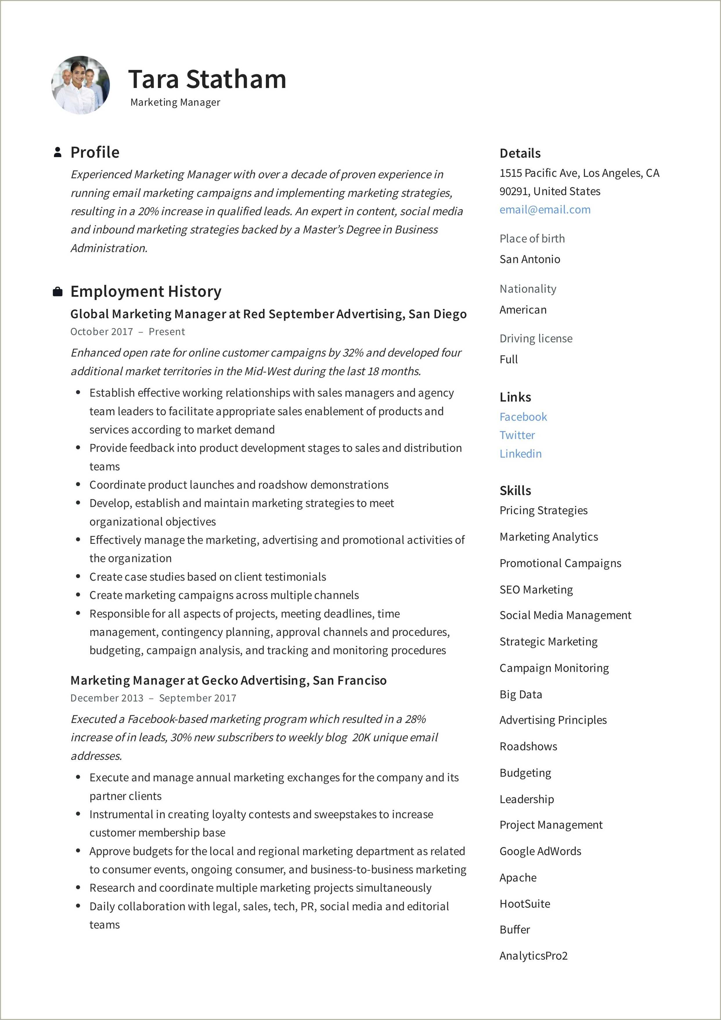 Ad Agency Project Management Resume Bullets Resume Example Gallery