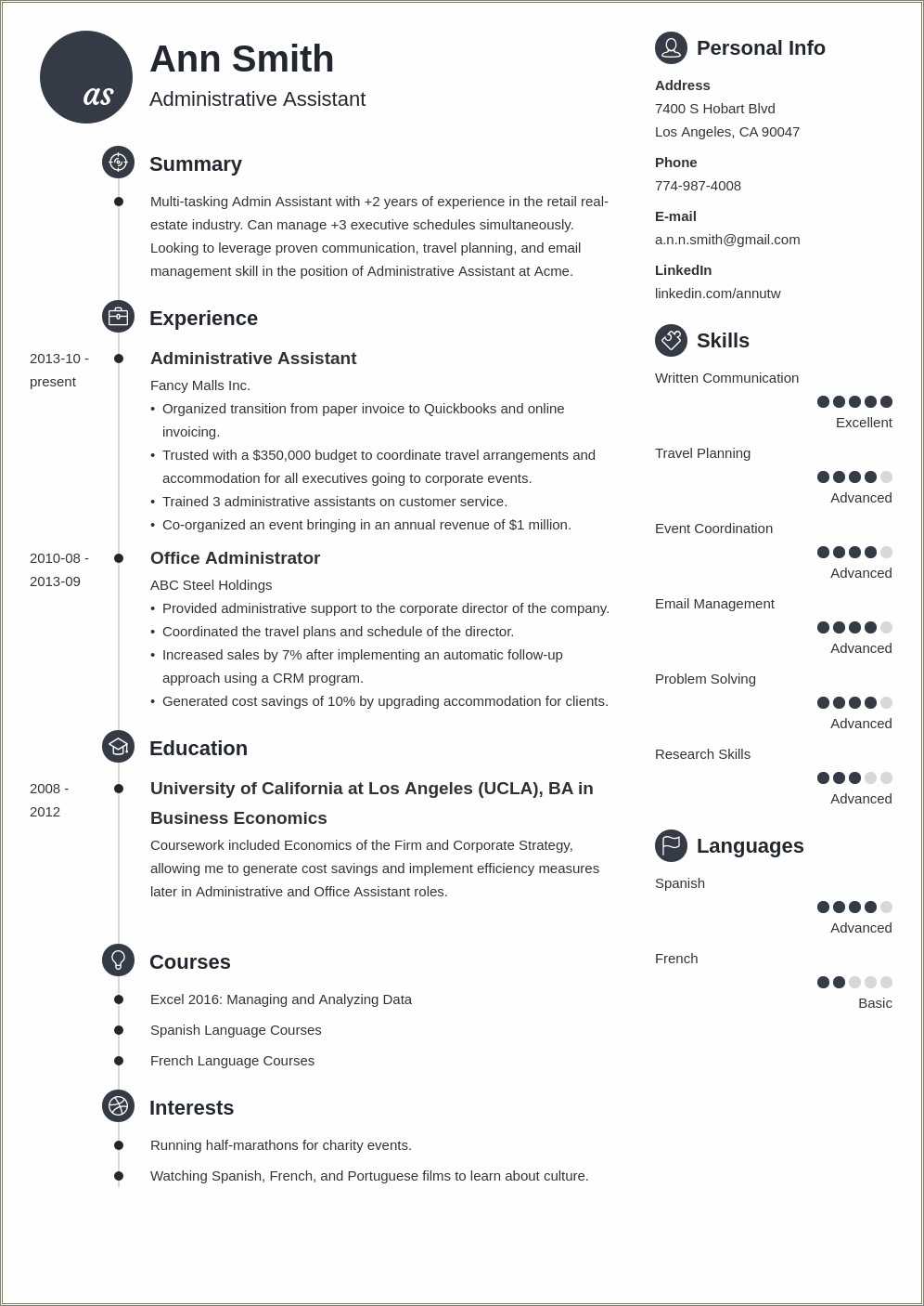 Administrative Assistant Skills List For Resume - Resume Example Gallery