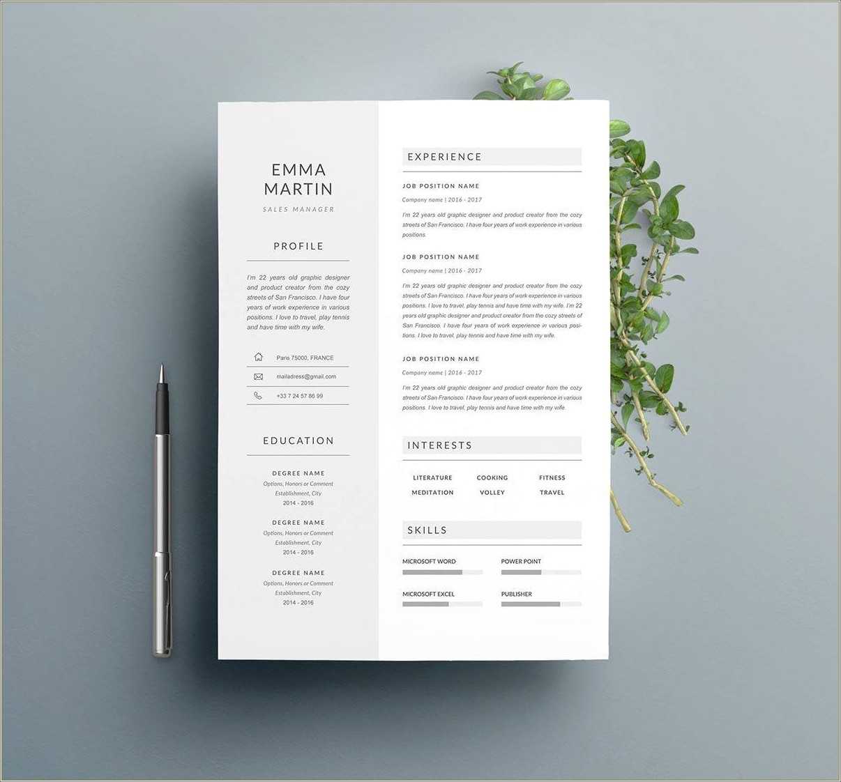 Adobe Indesign Resume Template Free Download Resume Example Gallery