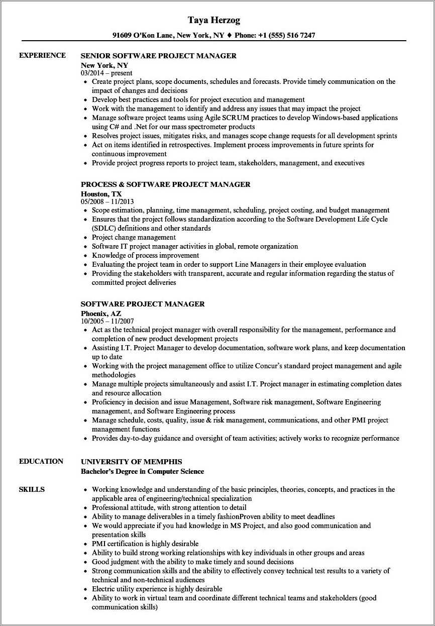 agile project manager resume
