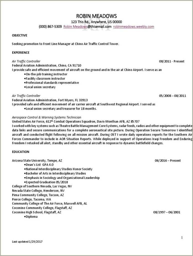 Air Traffic Controller Resume Letter Example Template - vrogue.co