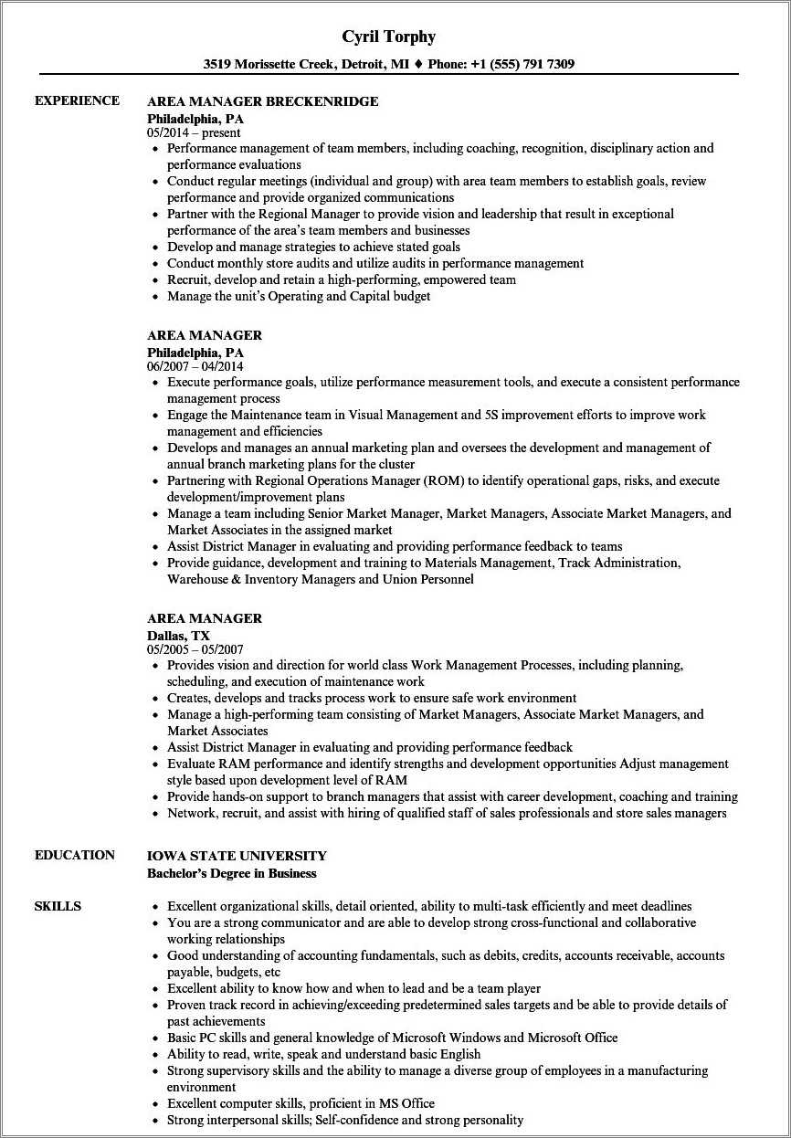 amazon-area-manager-resume-example-resume-example-gallery