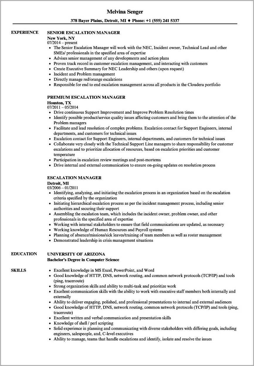 Amazon Escalation Specialist Resume Examples - Resume Example Gallery