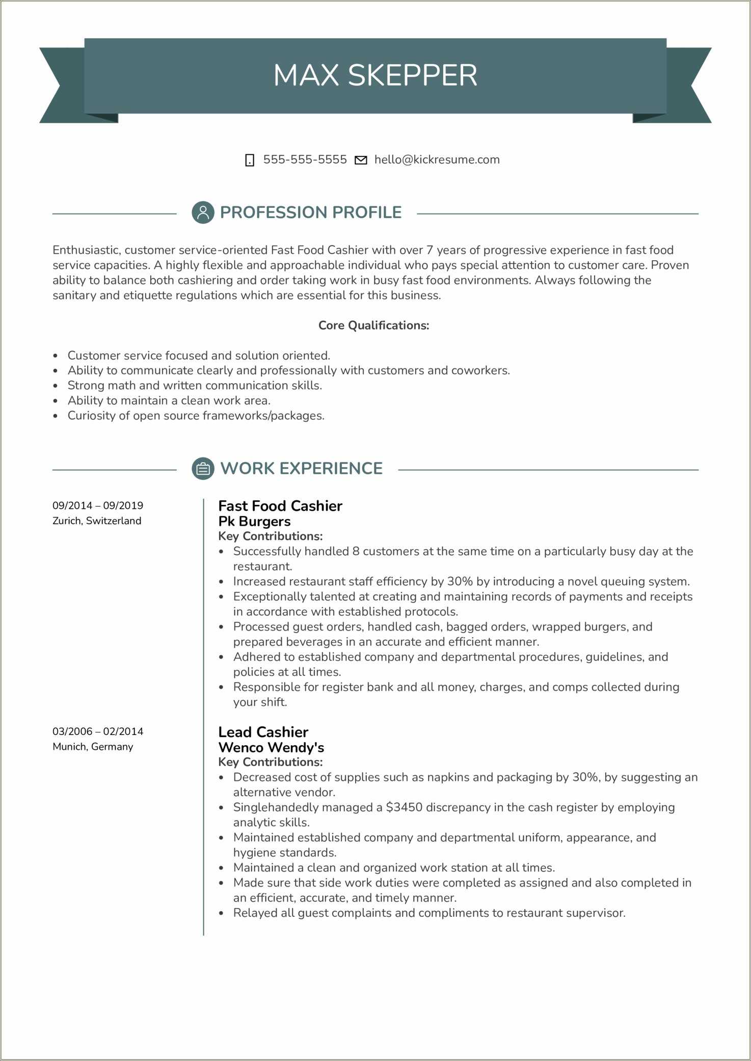  Another Word For Fast Food Worker For Resume Resume Example Gallery