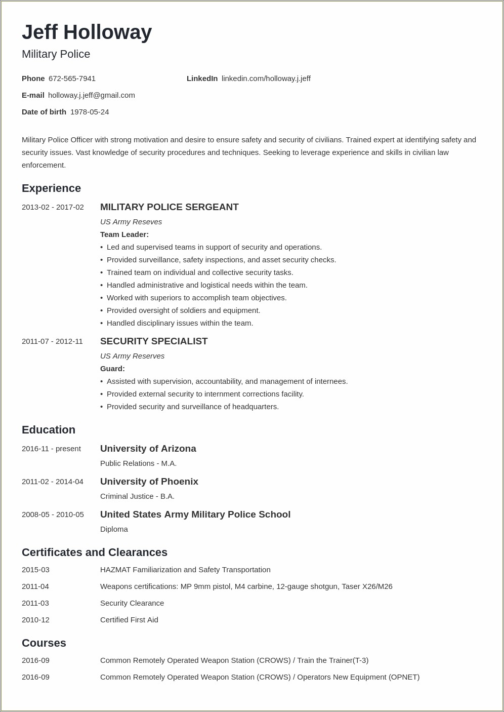 Infantry Team Leader Job Description Resume