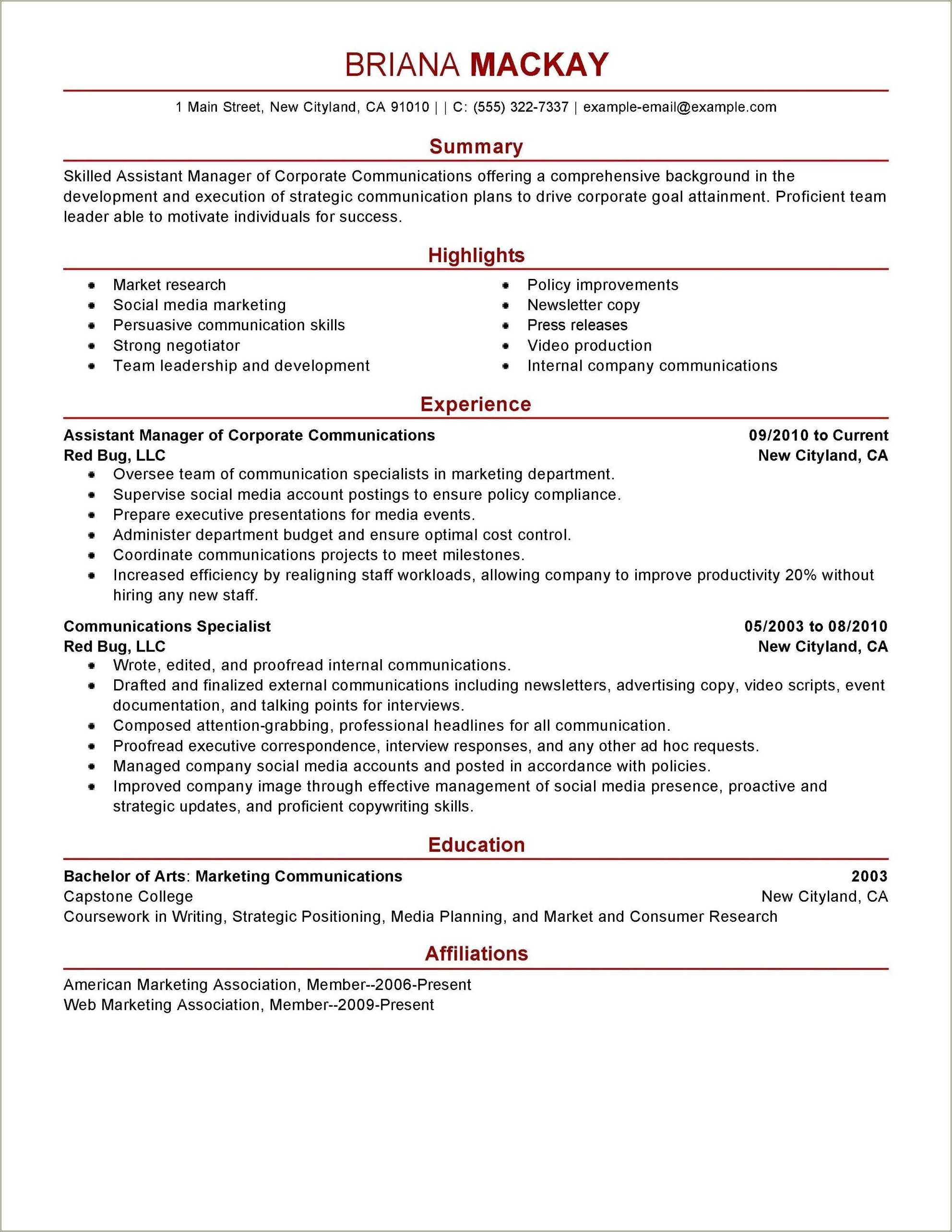 Assistant Bar Manager Resume Example Resume Example Gallery