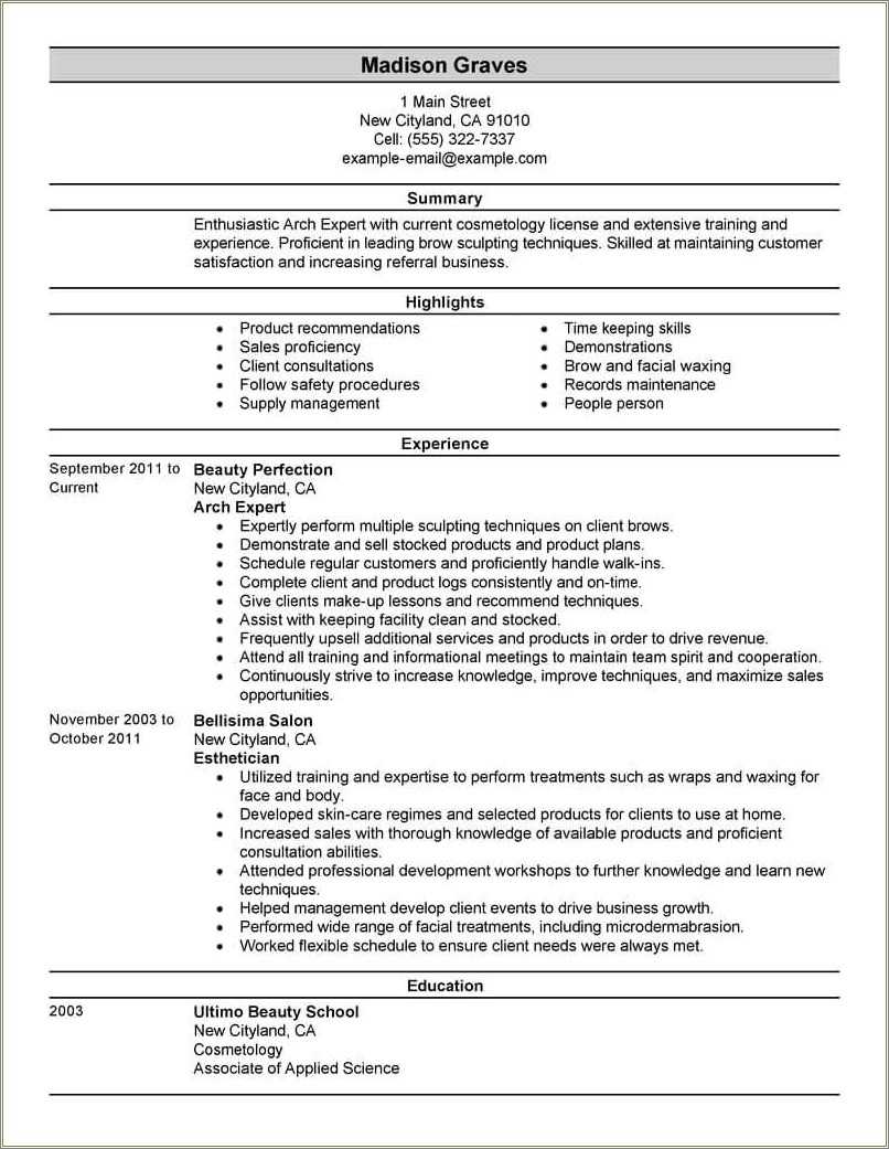 Hair Salon Assistant Job Description For Resume