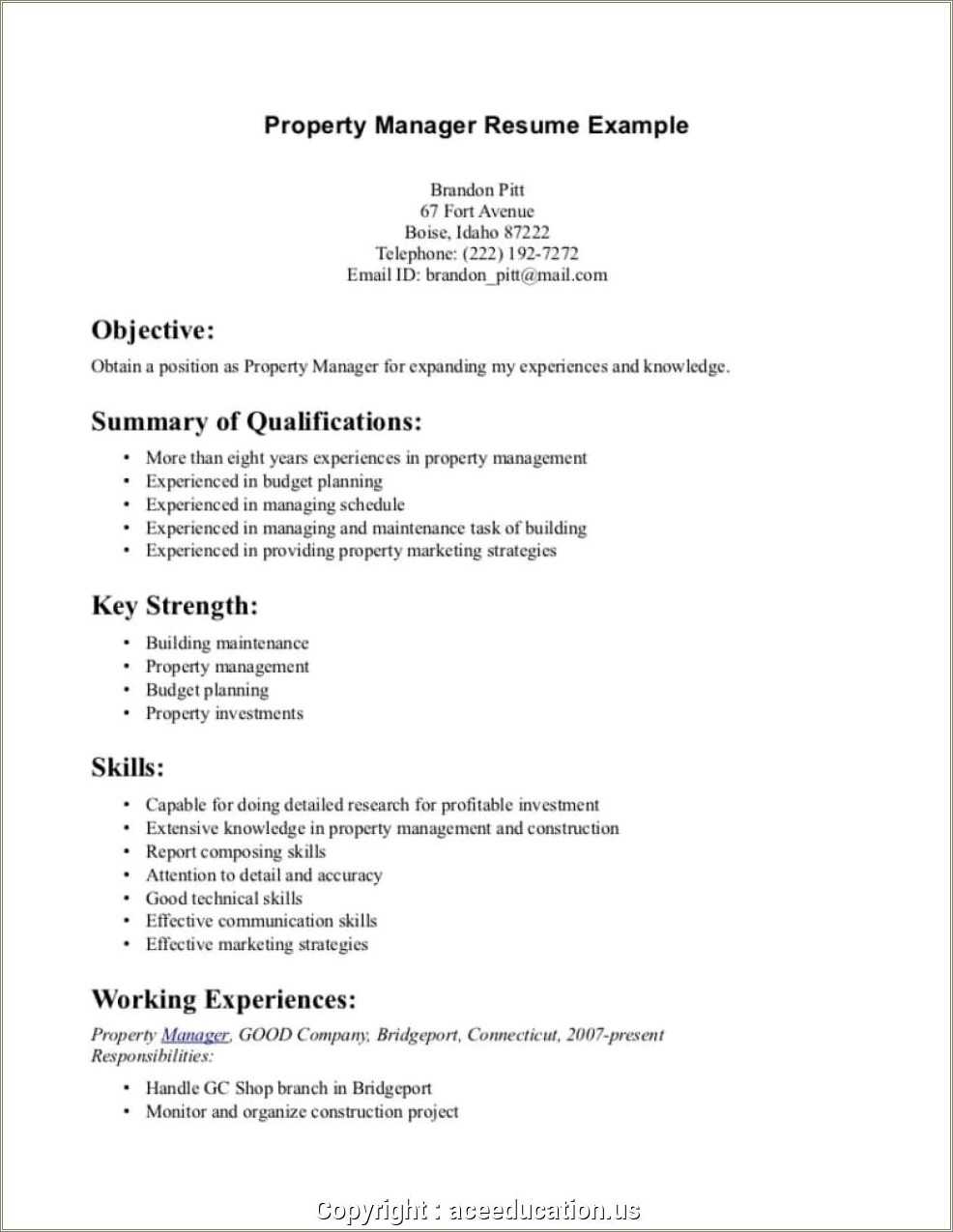 Assistant Property Manager Job Description For Resume Resume Example 