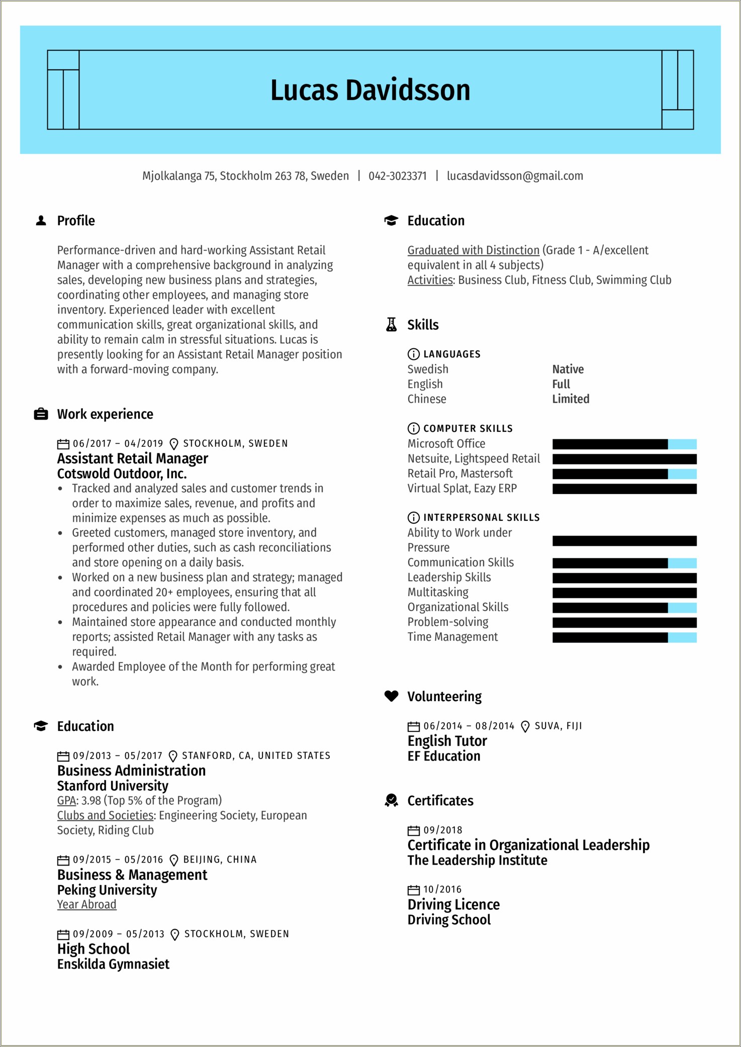 Store Assistant Resume Sample Format Resume Example Gallery