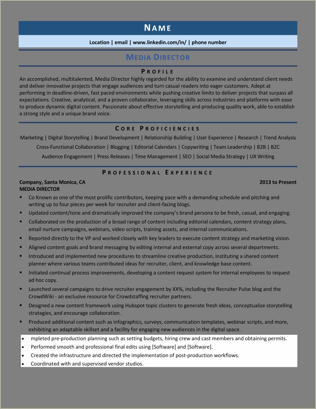 Associate Director Media Buying Resume Sample Resume Example Gallery