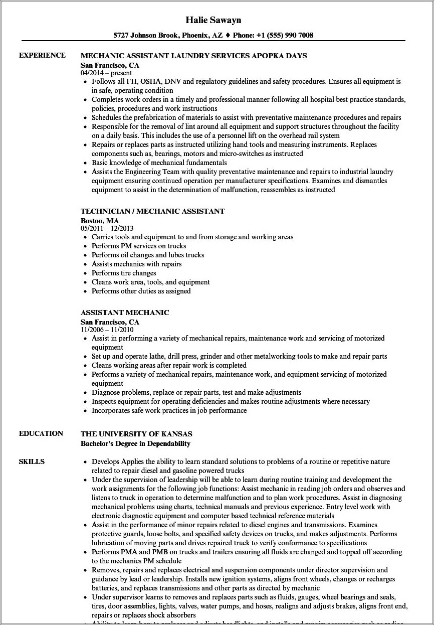 auto-mechanic-helper-resume-sample-resume-example-gallery