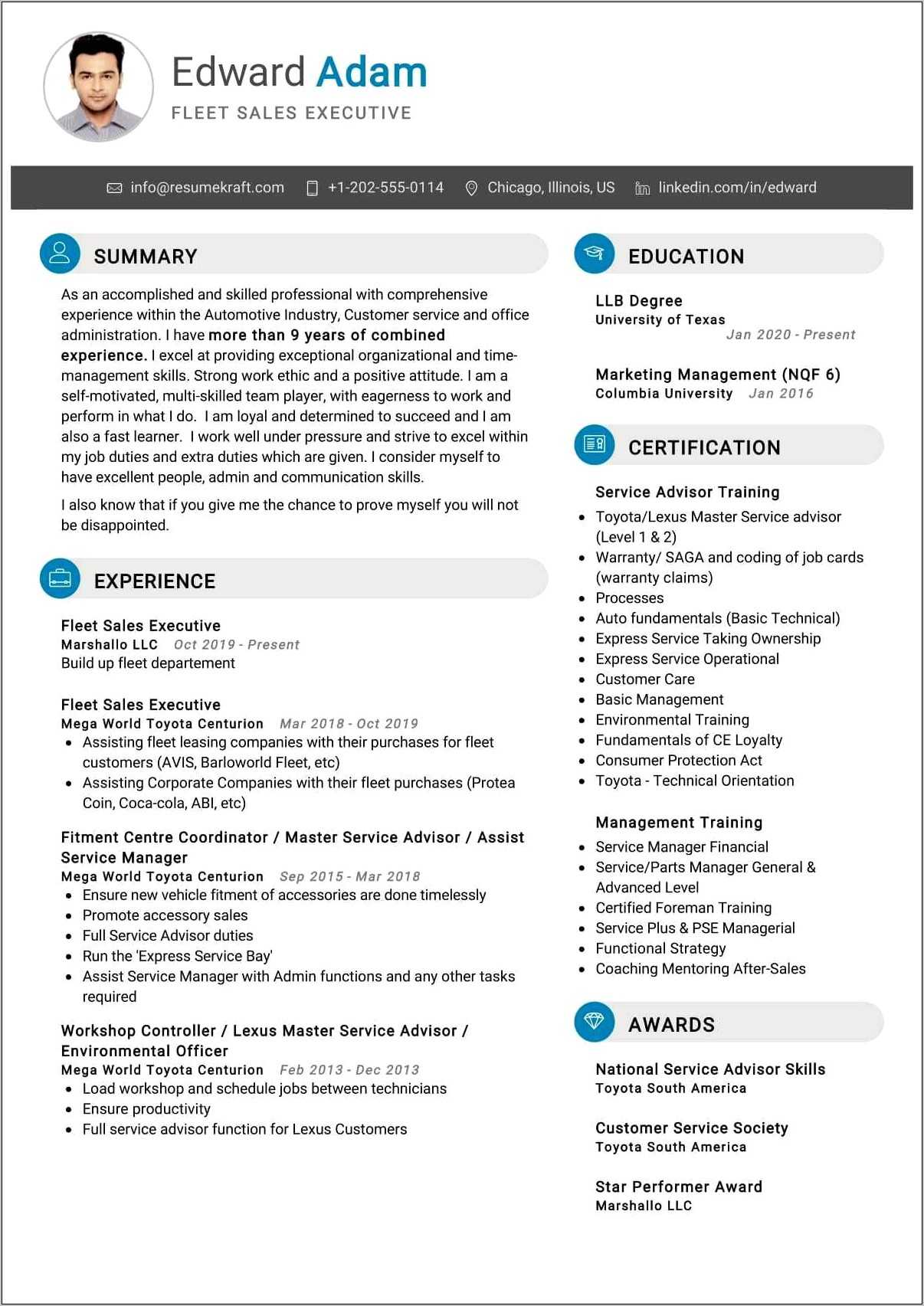 Automotive General Sales Manager Resume Resume Example Gallery