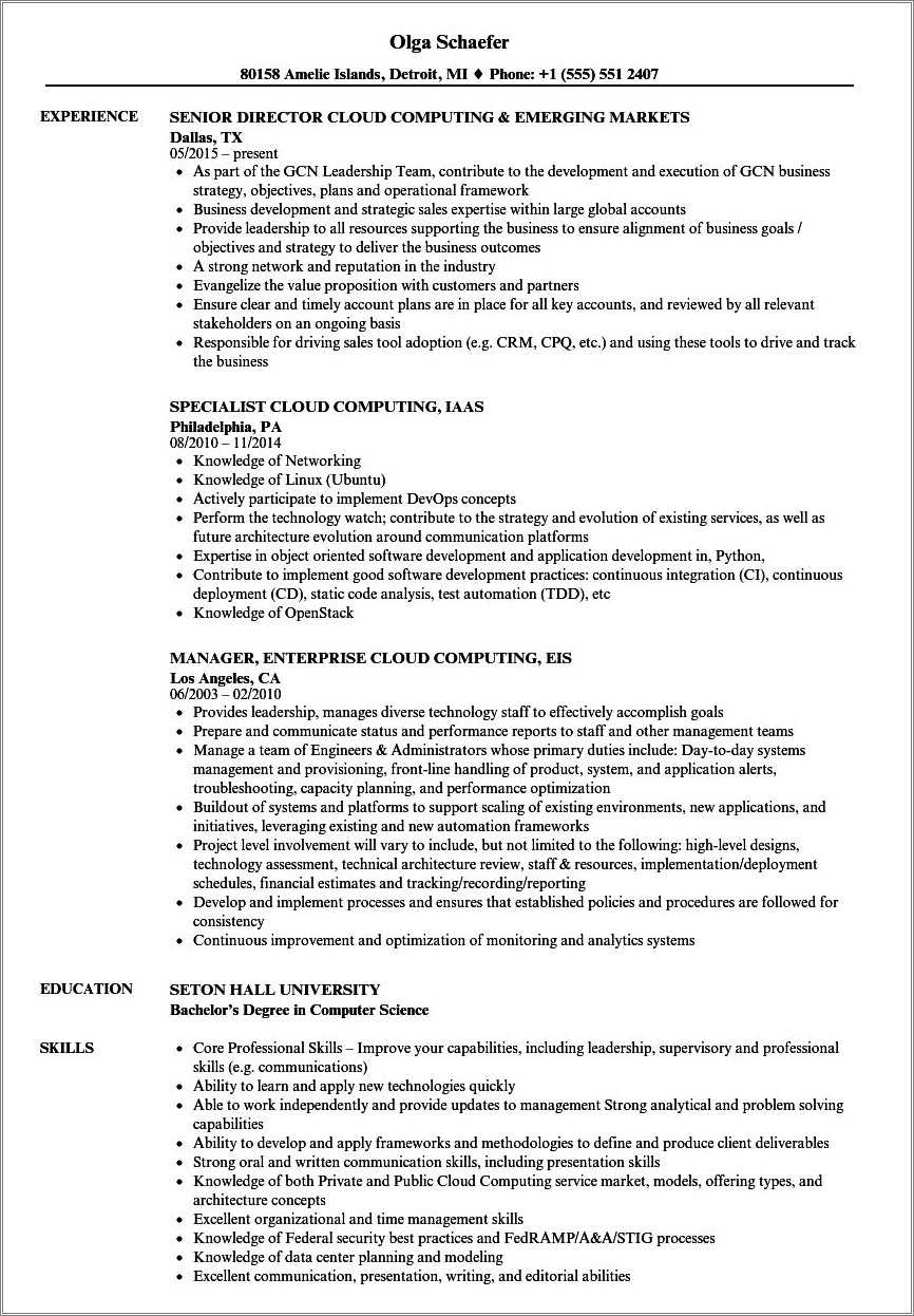 Cloud Security Engineer Resume Sample