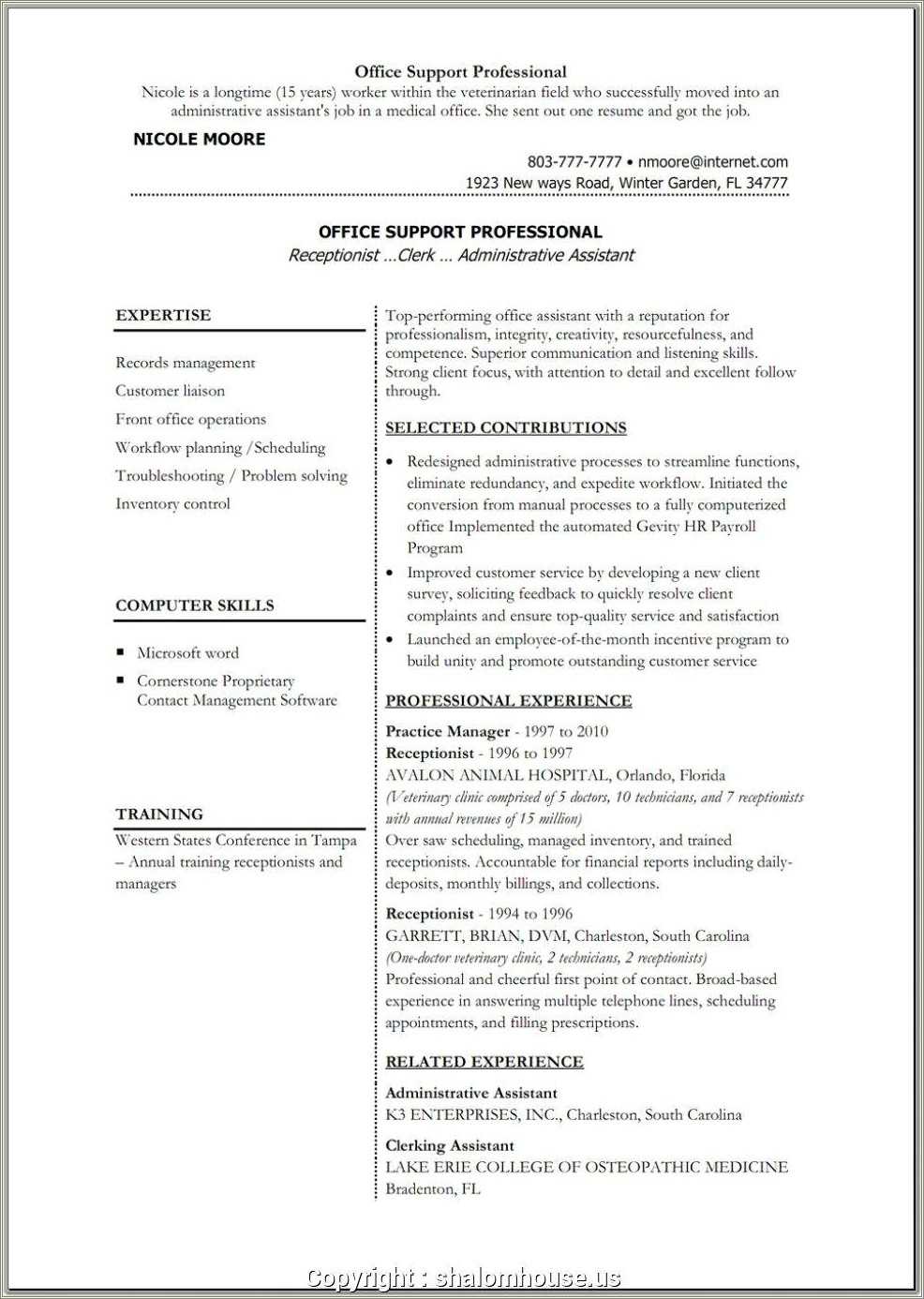 Back Office Assistant Resume Sample - Resume Example Gallery