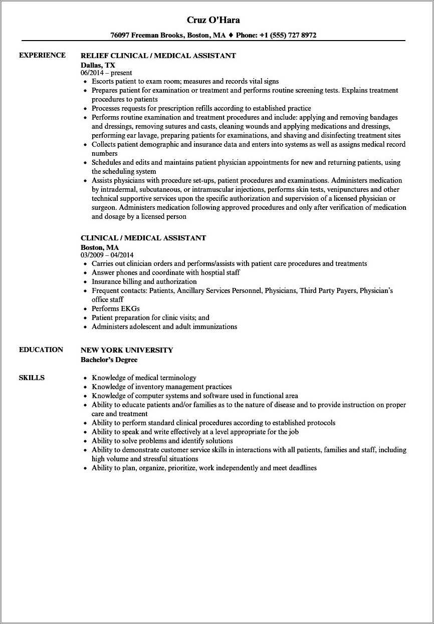 Back Office Medical Assistant Resume Samples - Resume Example Gallery