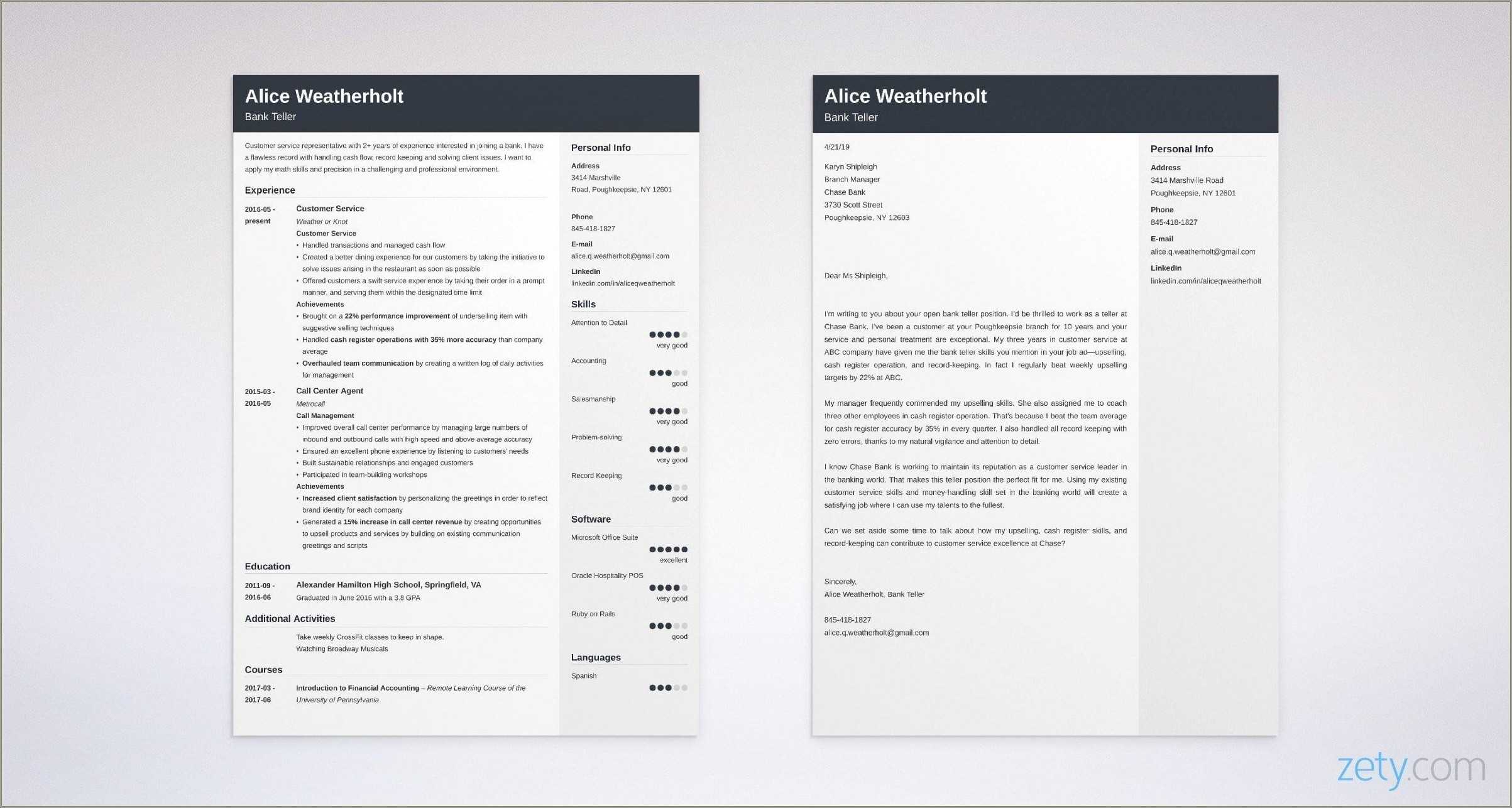 Bank Teller Resume Templates No Experience - Resume Example Gallery