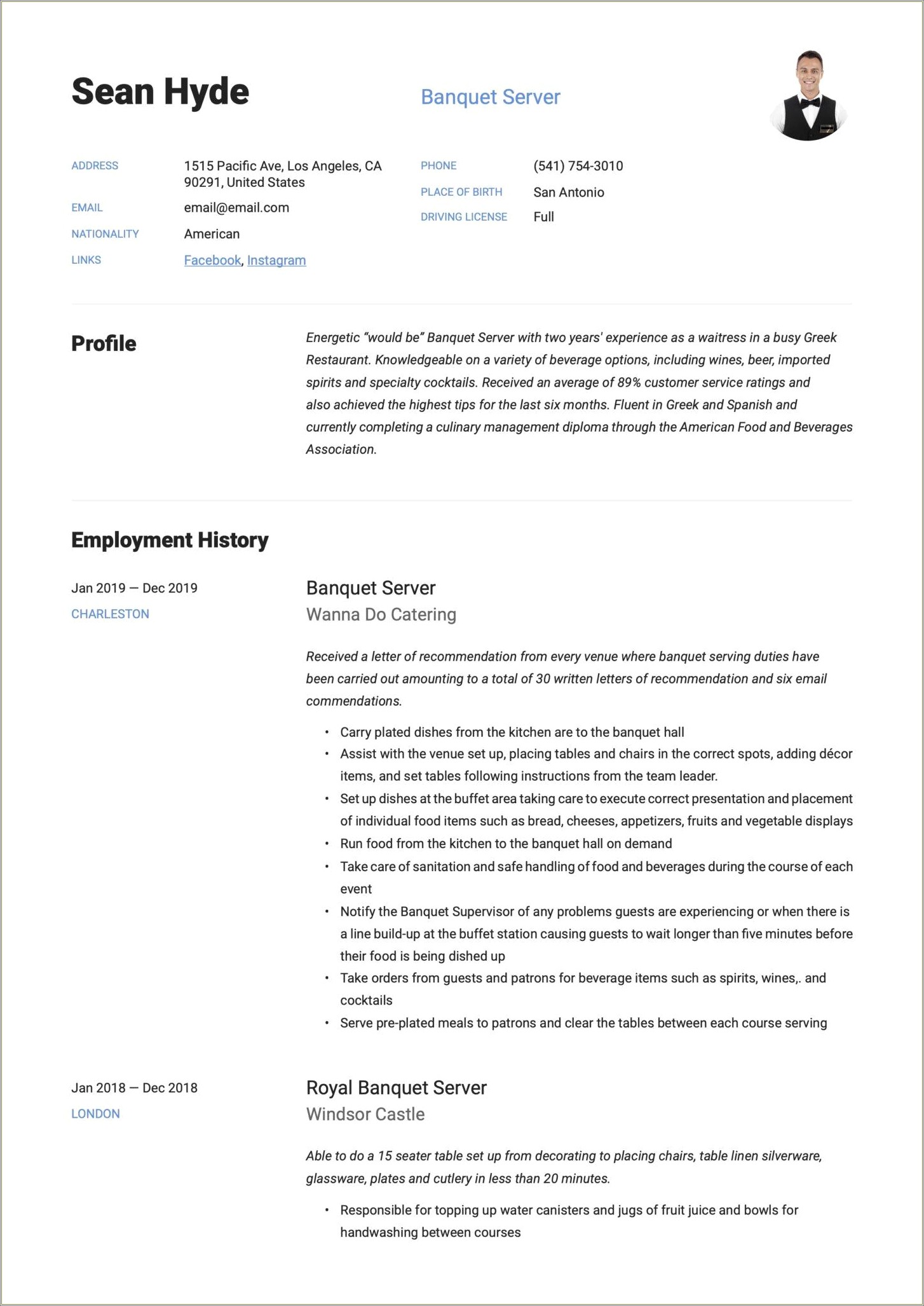 banquet-hall-server-resume-sample-resume-example-gallery