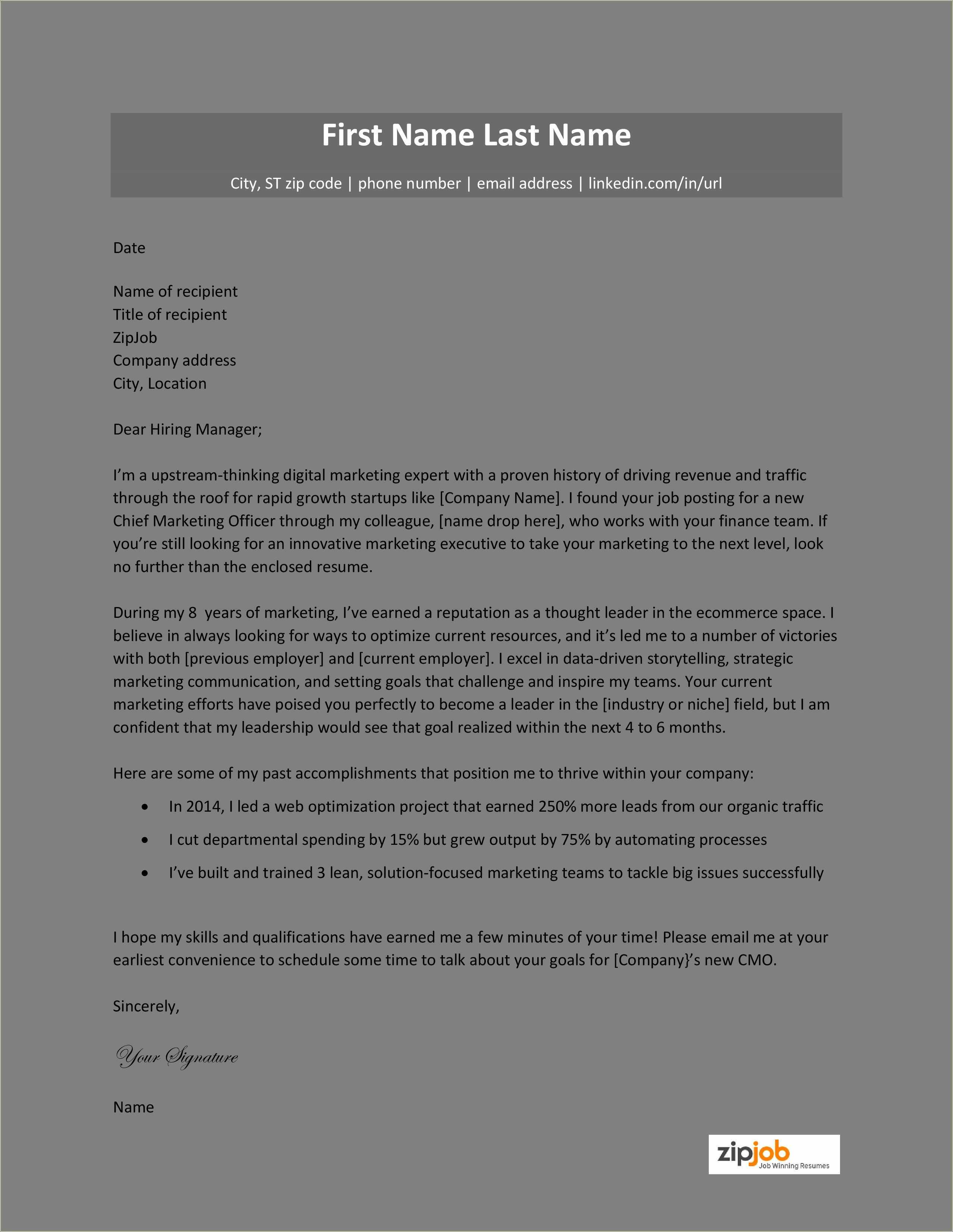 basic resume cover letter