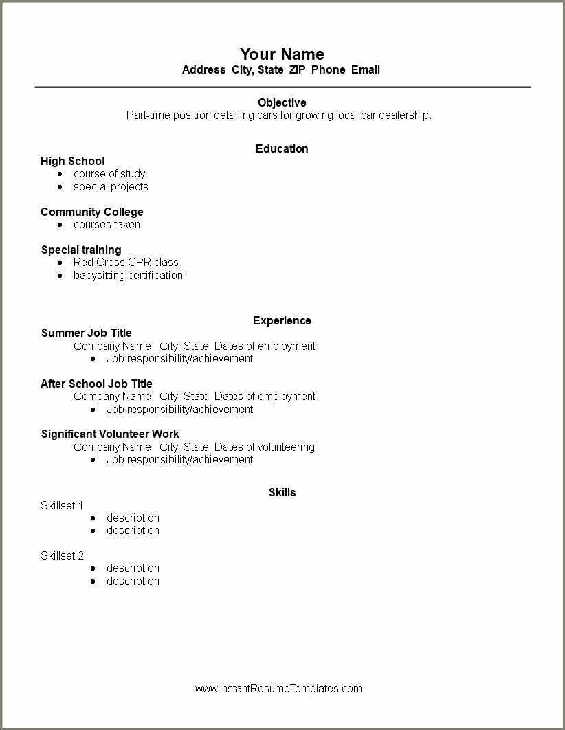 Great Basic High School Student Resume - Resume Example Gallery