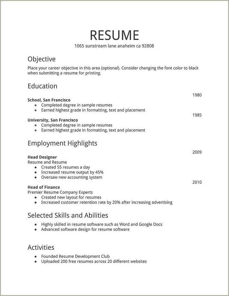 How To Make Basic Resume For Job