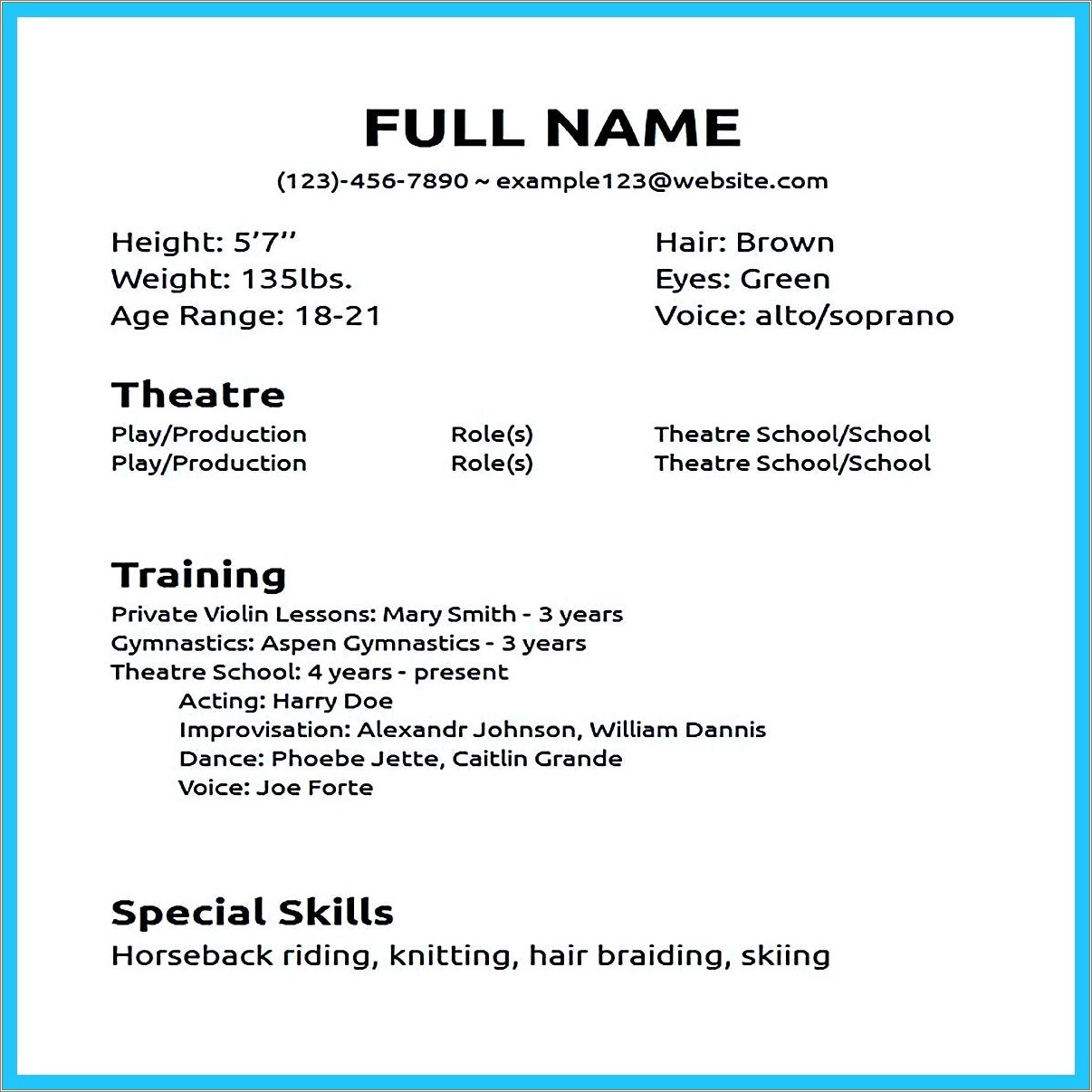 special-skills-for-resume-acting-resume-example-gallery