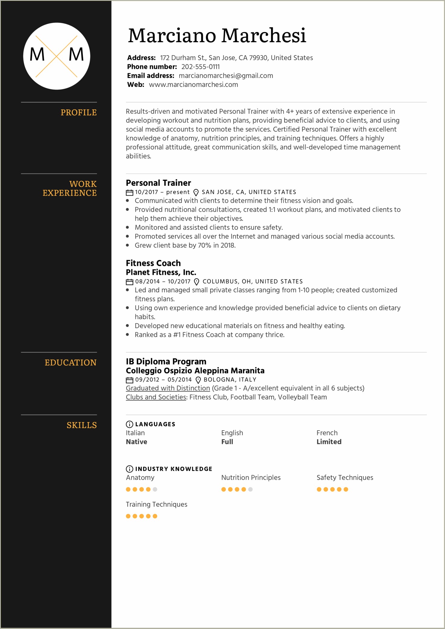 Beginning Personal Trainer Resume Examples - Resume Example Gallery