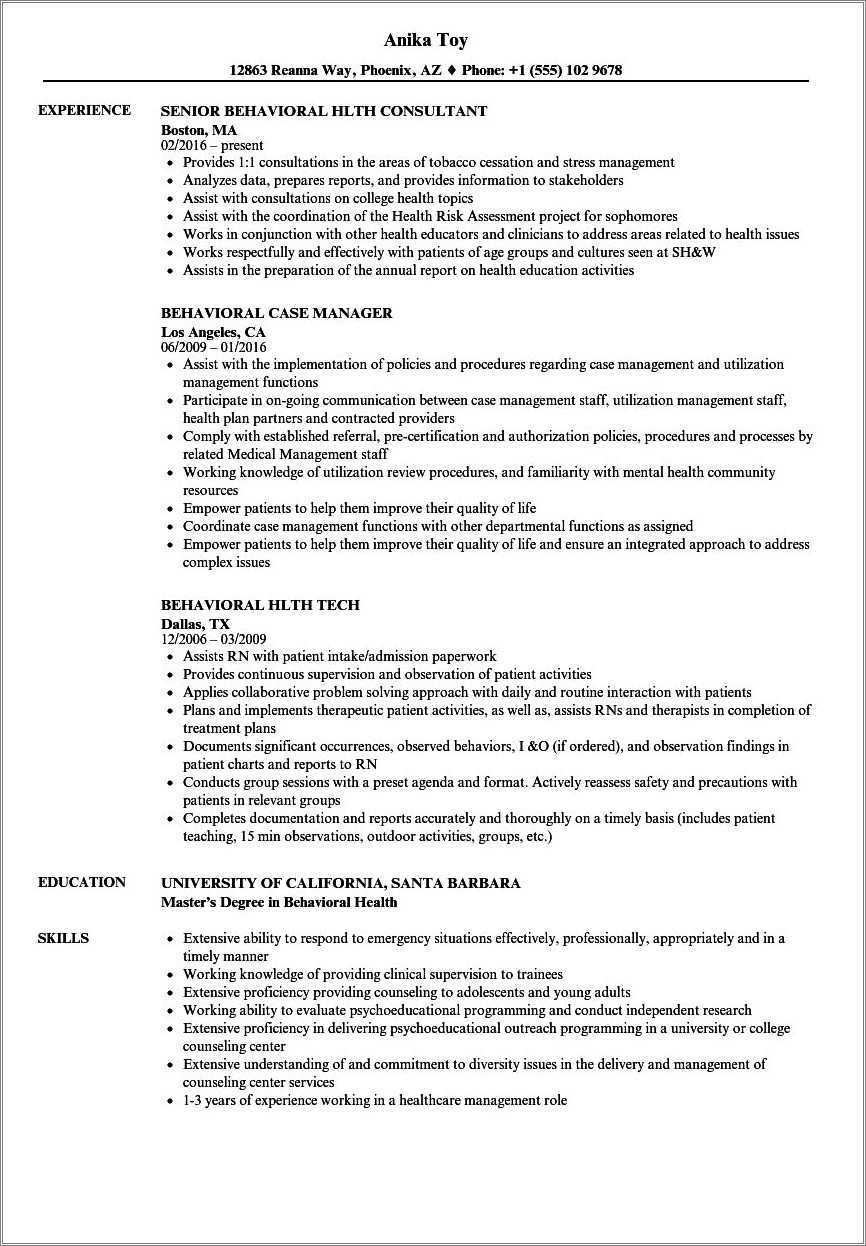 Behavior Technician Resume And Cover Letter - Resume Example Gallery