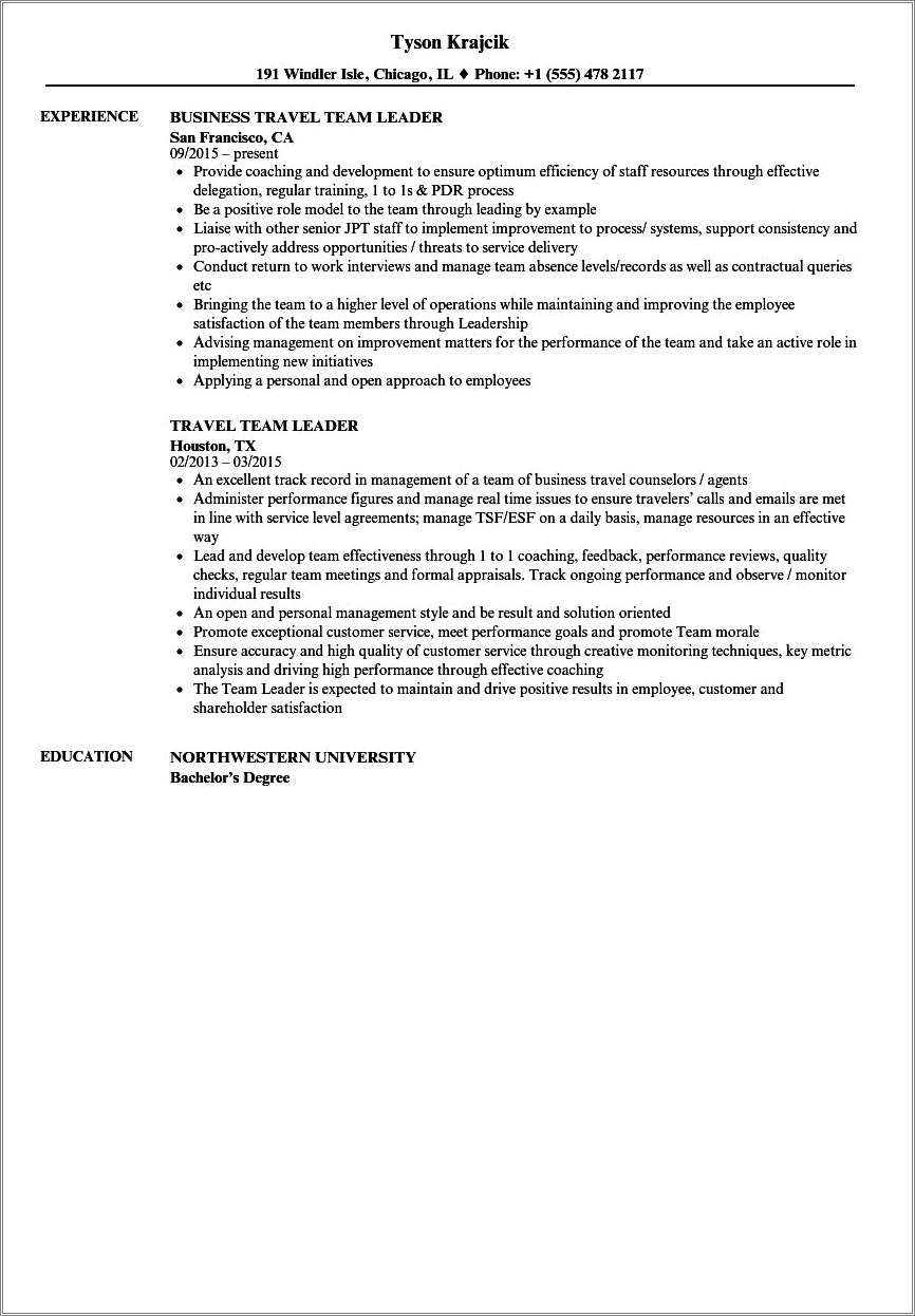 Travel Agency Agent Resume Examples - Resume Example Gallery