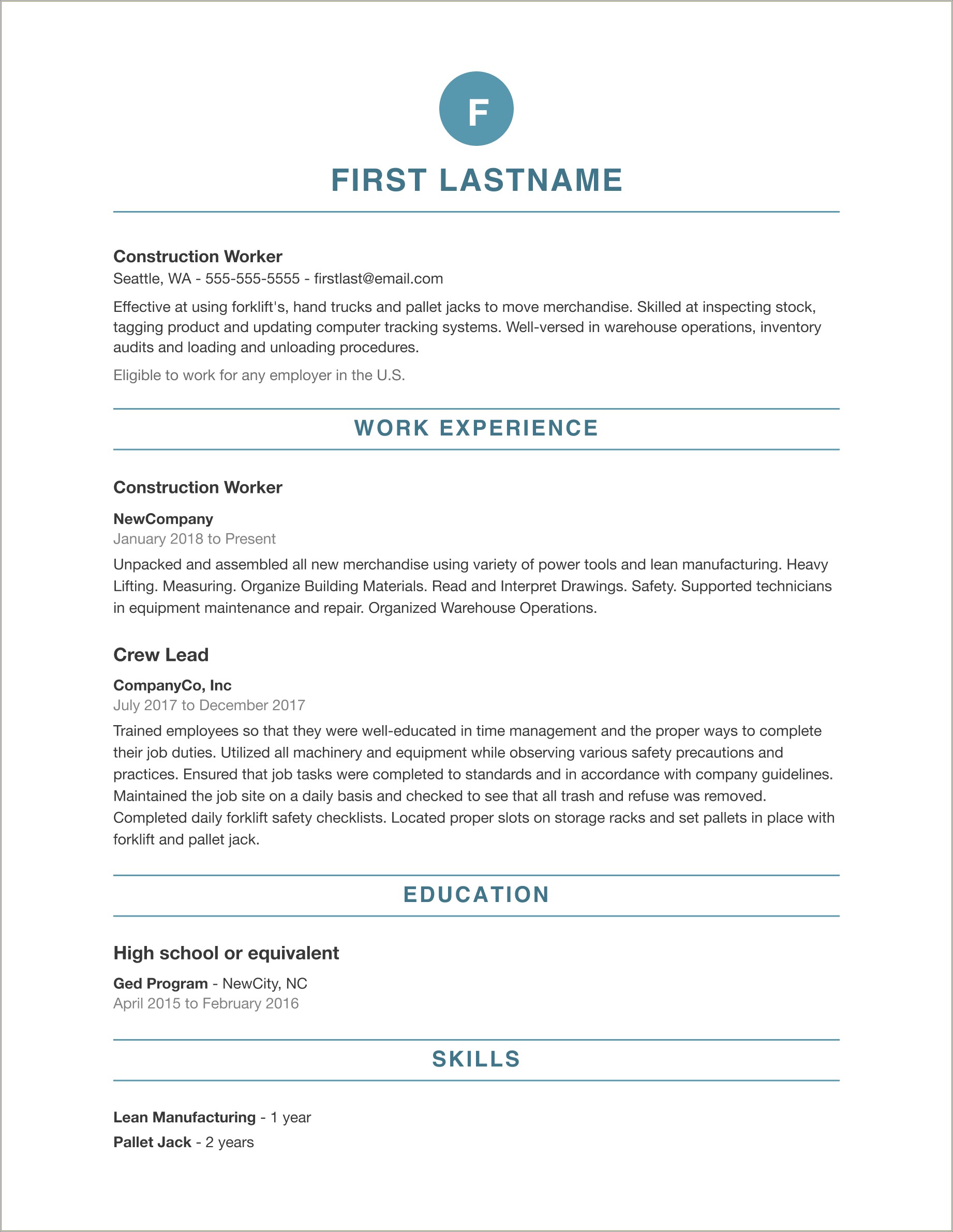 Best Free Job Resume Template - Resume Example Gallery