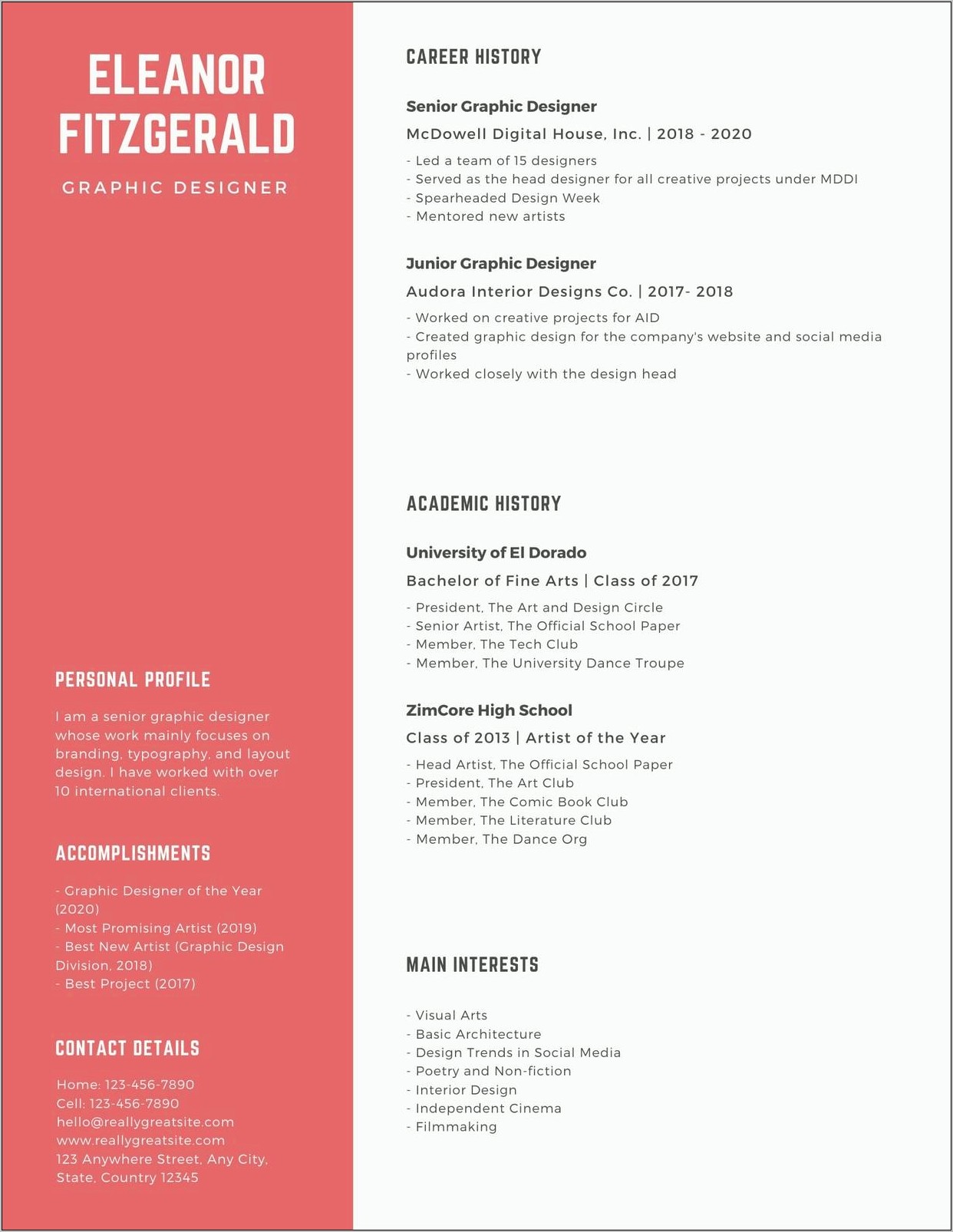 freelance graphic design resume