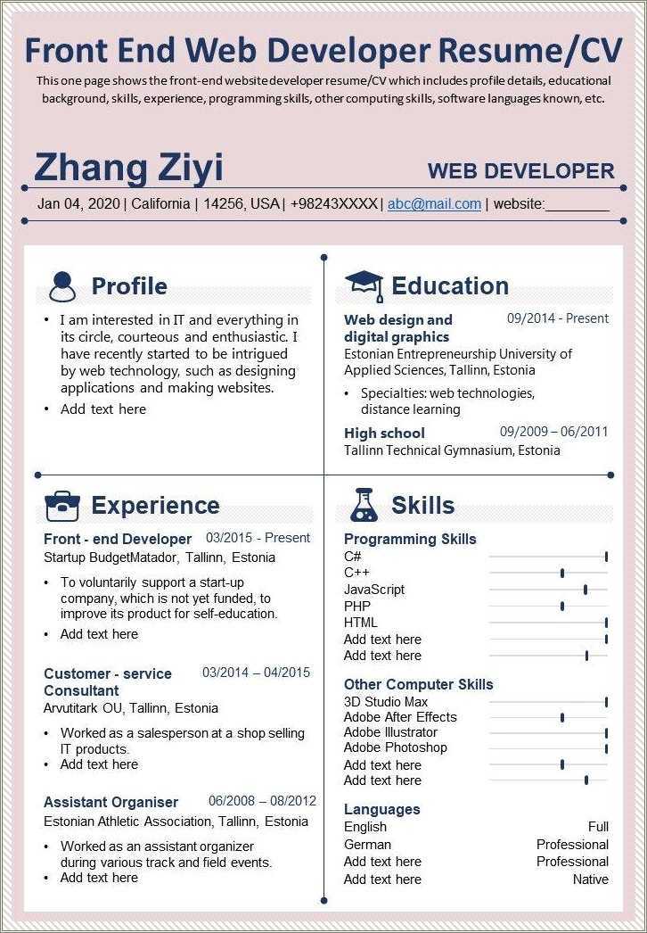 Best Front End Web Developer Resume Template Down Resume Example Gallery