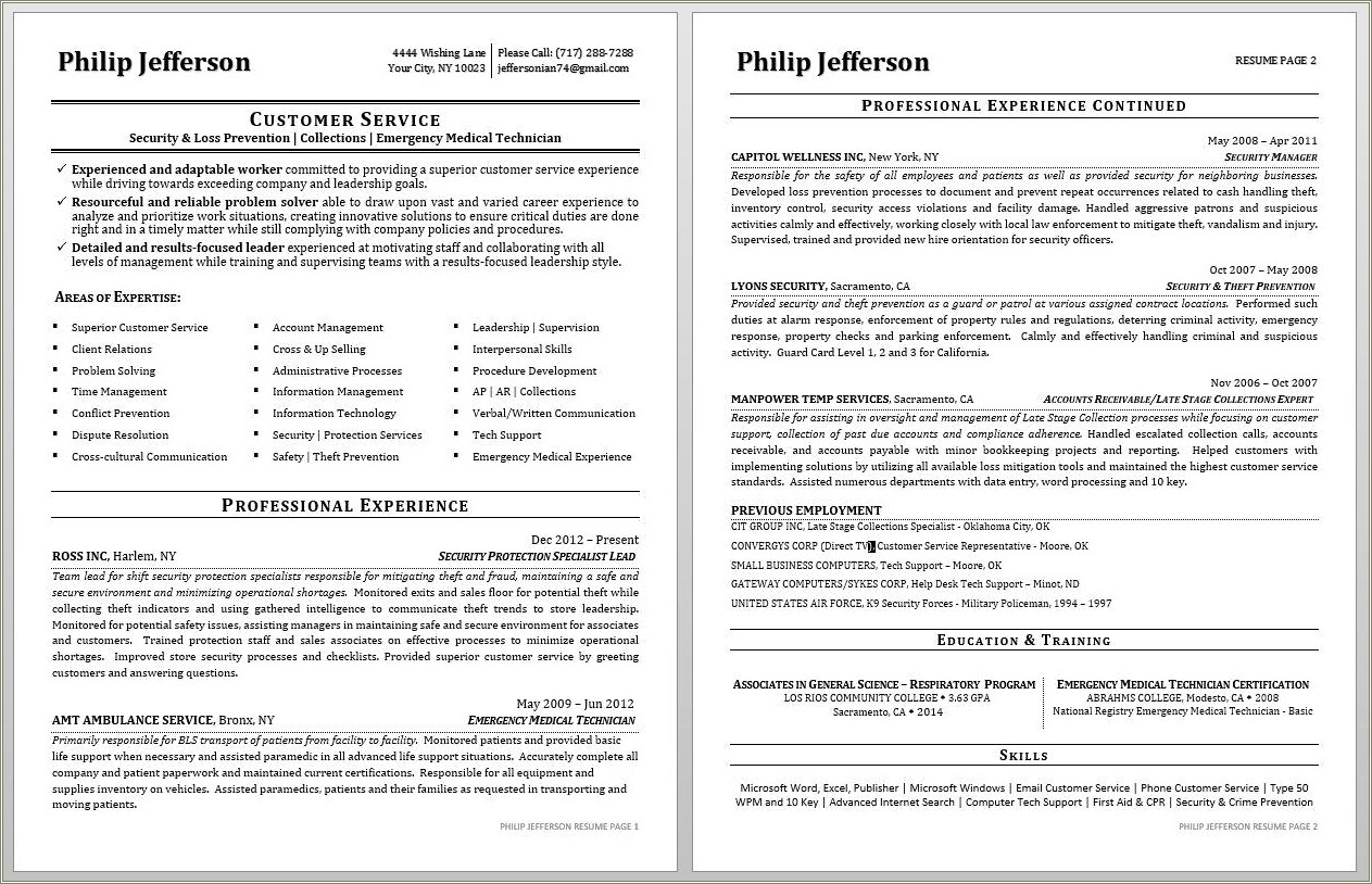 military resume service