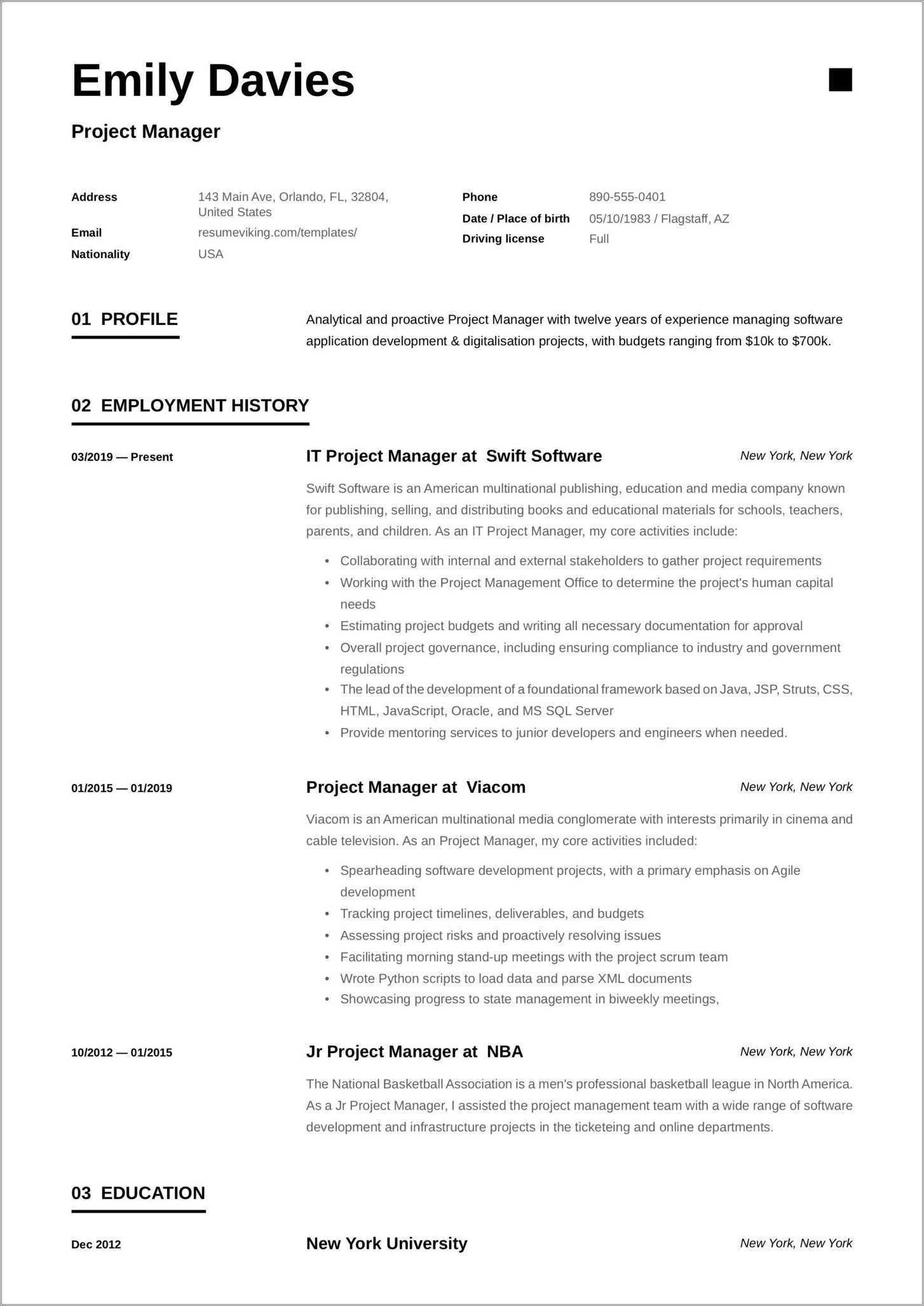 best-project-management-resume-template-resume-example-gallery