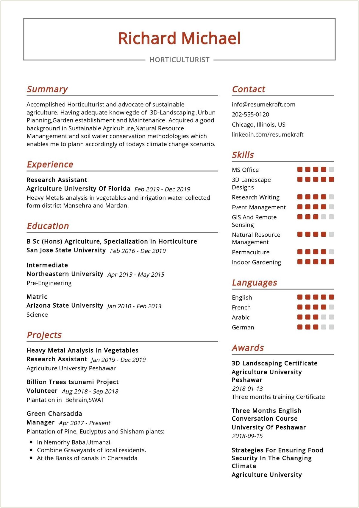 Best Resume For Bsc Agriculture - Resume Example Gallery