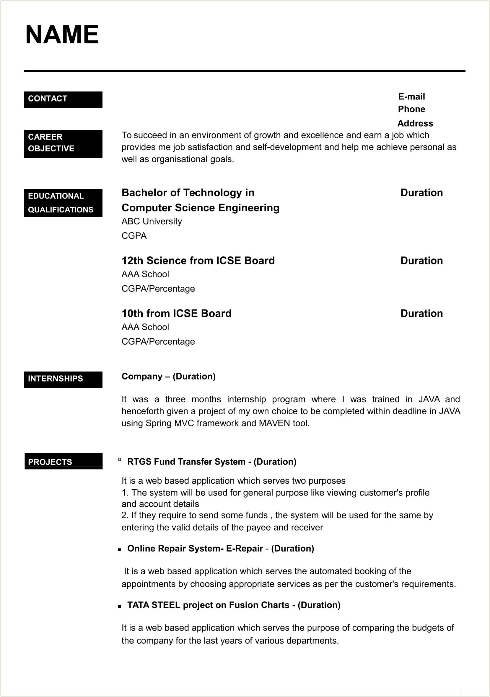 Best Resume Format For Engineers Ece Resume Example Gallery