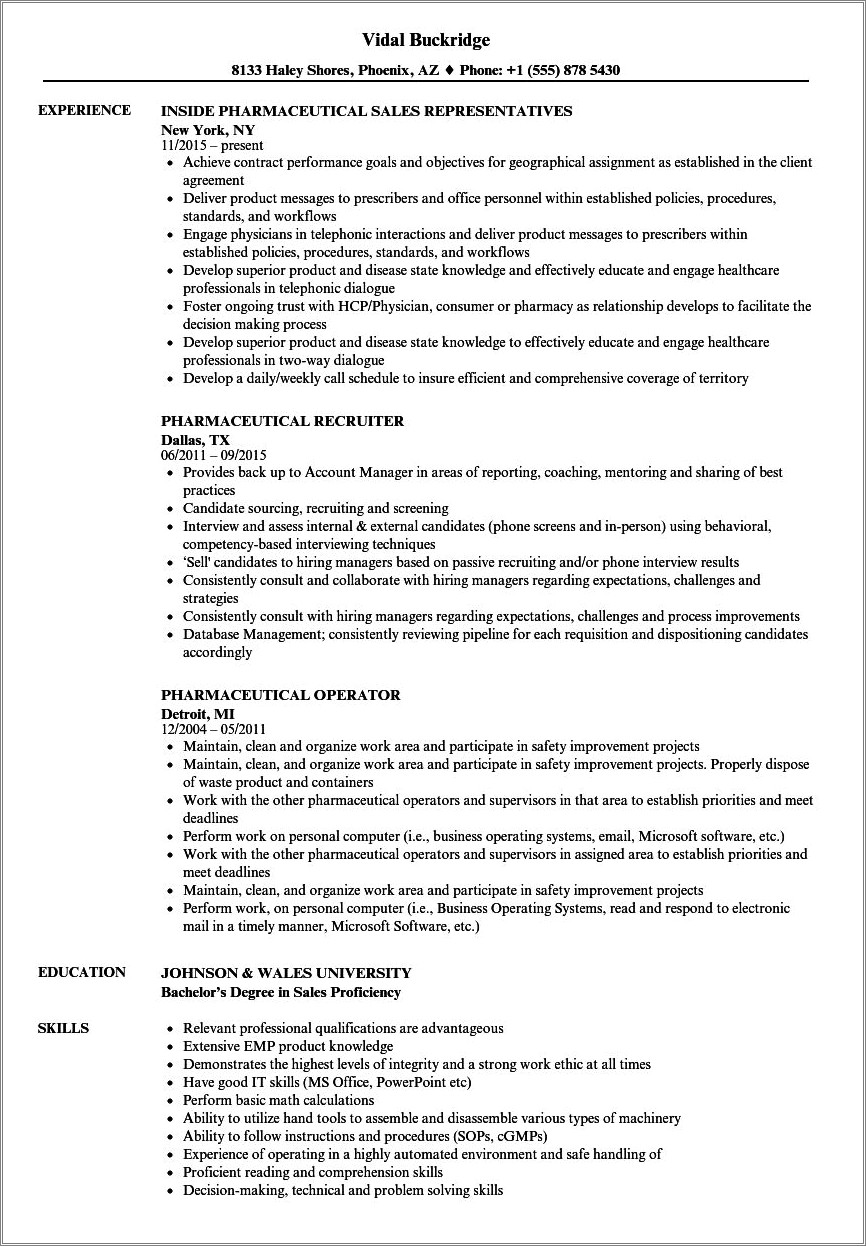 Best Resume Format For Pharmaceutical Industry - Resume Example Gallery