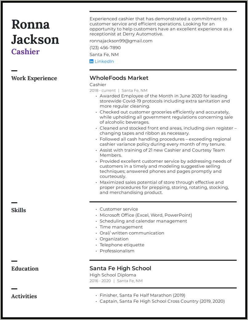 Best Resume Format For Receptionist - Resume Example Gallery