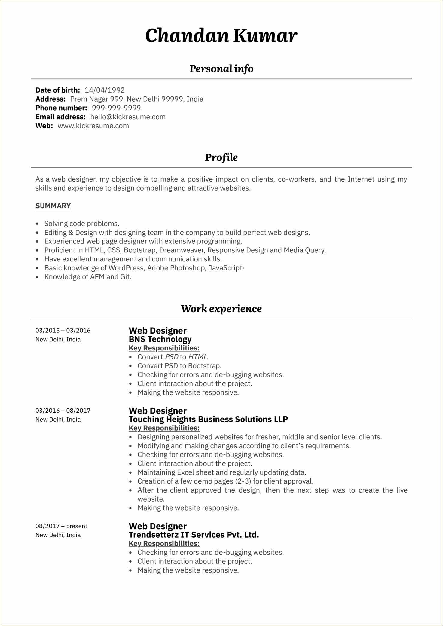 Resume Format For Driver Job In India Resume Example Gallery