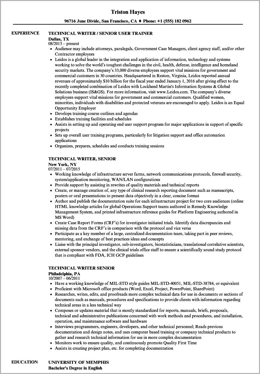 best-resume-format-technical-writer-resume-example-gallery