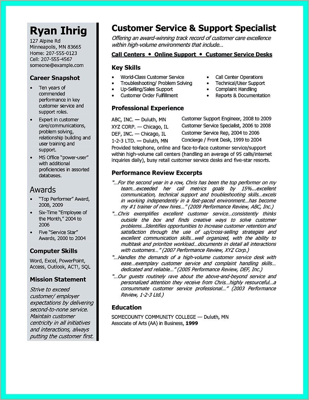 best-service-experience-professional-resume-resume-example-gallery