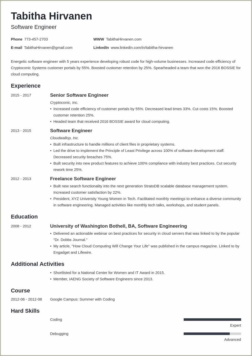 Best Software Developer Resume Format Resume Example Gallery