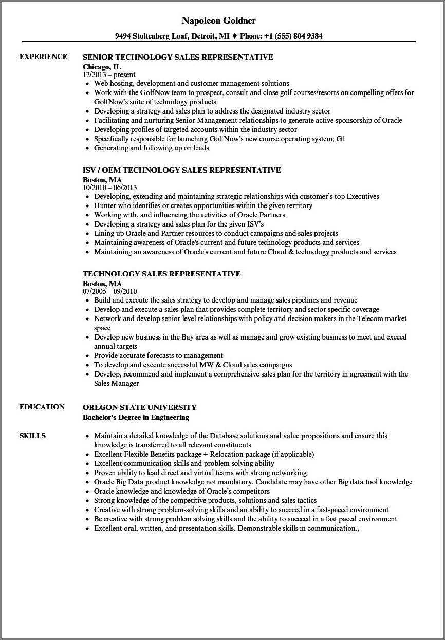 The Best Technology Resume Examples Resume Example Gallery