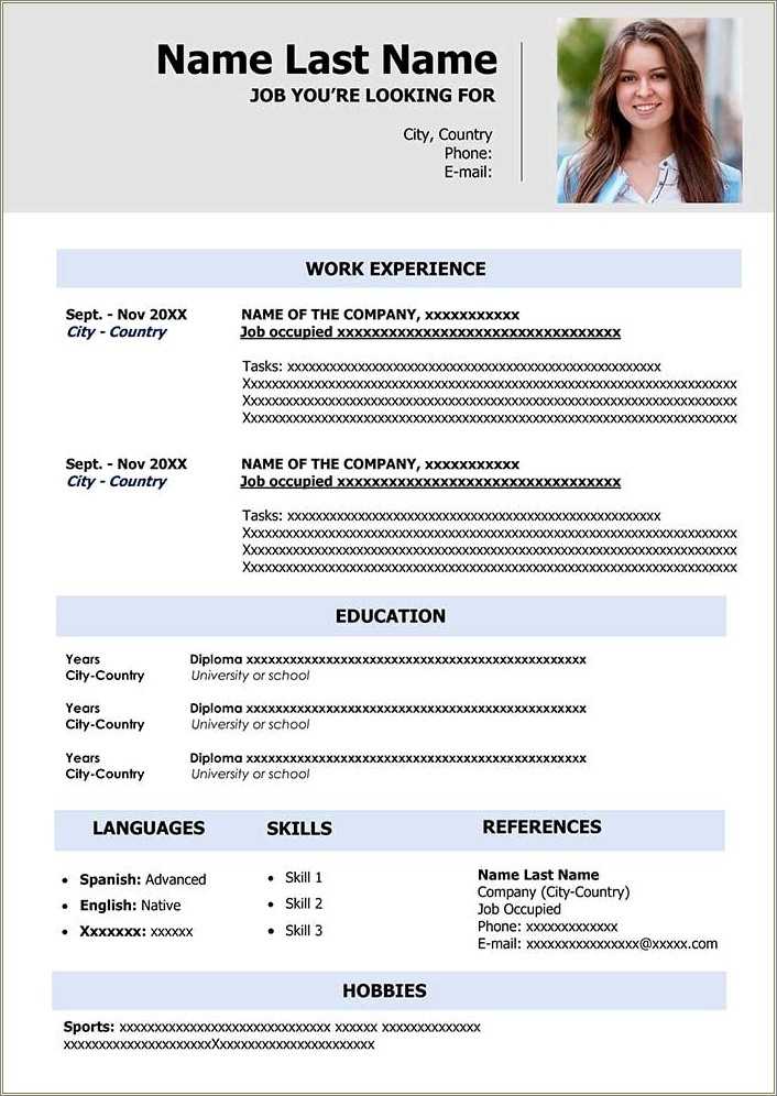 Resume Template Pdf Free Download