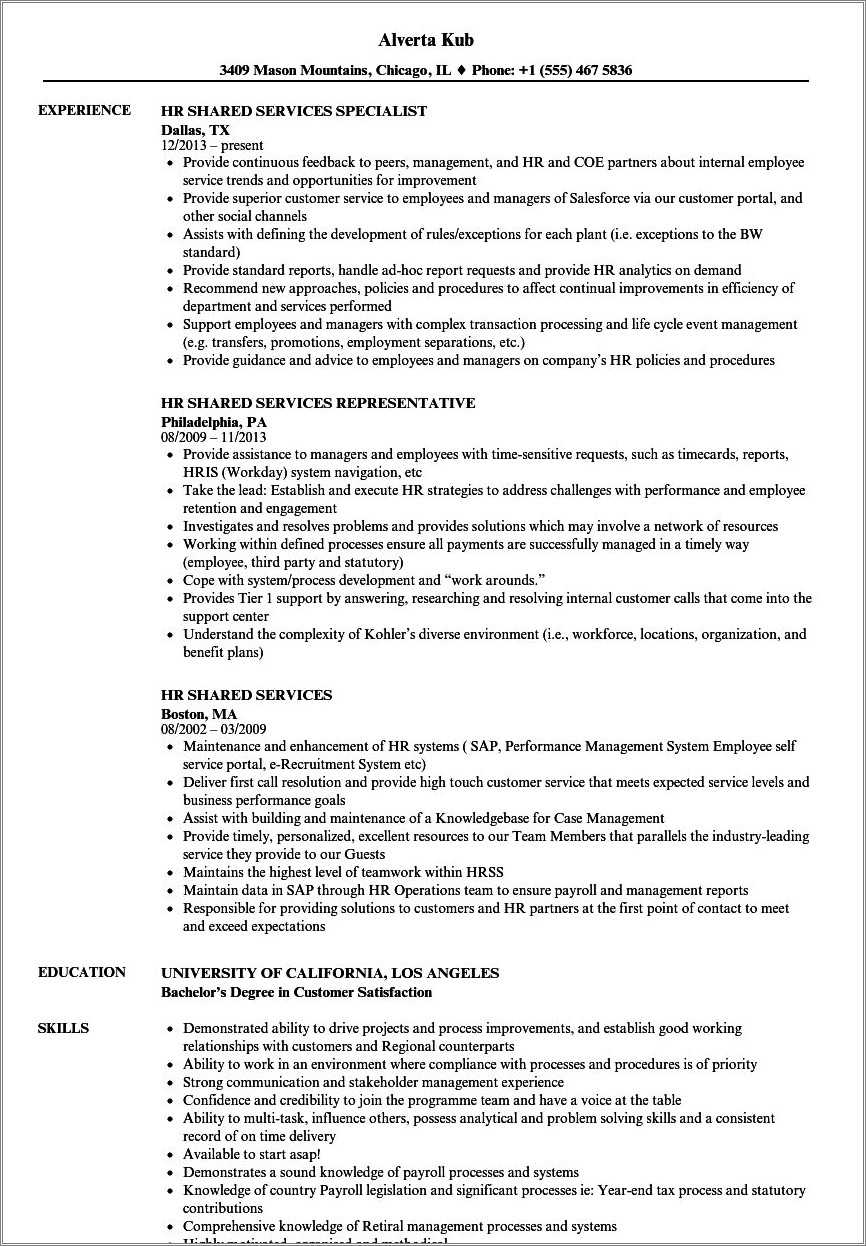 Bank Of America Shared Services Qa Resume Sample - Resume Example Gallery